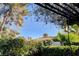 View of a beautifully landscaped backyard featuring a blend of trees, lush greenery, and a glimpse of the nearby city at 1905 Calle De Espana, Las Vegas, NV 89102