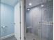 Bathroom features a glass shower with tile and modern fixtures at 261 W Cypress Dr, Henderson, NV 89015