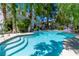 Private backyard oasis featuring a pool surrounded by lush greenery and mature trees at 2812 Shadow Creek Cir, Las Vegas, NV 89117