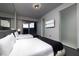 Modern bedroom with two beds and floor-to-ceiling windows offering scenic views, featuring sleek design and decor at 4381 W Flamingo Rd # 5502, Las Vegas, NV 89103
