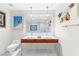 Bright bathroom featuring a double vanity, modern fixtures and minimalist design at 4471 Dean Martin Dr # 1707, Las Vegas, NV 89103