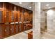 Upscale locker room featuring wooden lockers and pristine amenities at 4471 Dean Martin Dr # 1707, Las Vegas, NV 89103