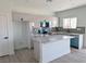Modern kitchen with white cabinets, an island, and stainless-steel appliances at 970 Mount Charleston Dr, Pahrump, NV 89048