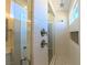 Close-up of the stylish shower with subway tile, mosaic inlay, and dual shower heads at 1931 Rose Ct, Pahrump, NV 89048