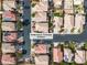 Aerial view showcases the layout of a residential neighborhood, featuring neatly arranged homes and well-maintained streets at 6790 Gold Yarrow St, Las Vegas, NV 89148