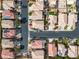 Birds-eye view of a residential area showing roof types, street access and proximity of the homes and neighborhood at 6790 Gold Yarrow St, Las Vegas, NV 89148