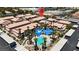 Aerial shot of the community pool and surrounding residential buildings at 8410 Eldora Ave # 2045, Las Vegas, NV 89117