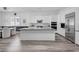Modern kitchen with white cabinets, stainless steel appliances, and a large center island at 12438 Heritage Bend Dr, Las Vegas, NV 89138