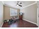 Bedroom space ideal as home gym with ceiling fan and natural light at 496 Grassrange Ln, Henderson, NV 89052