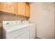 Functional laundry room features cabinets, a washer, and a dryer at 9532 Calico Garden Ave, Las Vegas, NV 89134
