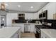 Modern kitchen with stainless steel appliances, a bright countertop, and black tile backsplash at 1660 Izabella Ave, Las Vegas, NV 89169