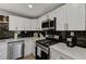 The kitchen features white cabinets, stainless steel appliances, and a modern black backsplash at 1660 Izabella Ave, Las Vegas, NV 89169