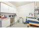 Spacious storage room with ample cabinet space, water heater, and utility sink area at 2605 Memphis Ave, Henderson, NV 89052