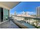This balcony has a beautiful view and a seating area for relaxing at 2747 Paradise Rd # 501, Las Vegas, NV 89109