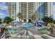 Luxurious pool area with elegant canopies and comfortable seating, perfect for relaxation and outdoor enjoyment at 2747 Paradise Rd # 501, Las Vegas, NV 89109