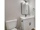 Bathroom featuring a vanity, sink, toilet, and modern lighting fixtures at 2839 Boise St, Las Vegas, NV 89121