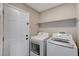Laundry room with white washer, dryer, shelf, and exterior door at 2839 Boise St, Las Vegas, NV 89121