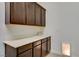 This laundry room offers ample storage with cabinets and drawers and a bright white countertop with sink at 3518 W Agate Ave, Las Vegas, NV 89139