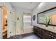 Bathroom featuring separate shower, soaker tub, dual vanity and tile floors at 64 Chateau Whistler Ct, Las Vegas, NV 89148