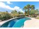 Backyard kidney-shaped pool with landscaping and patio area at 6917 Puetollano Dr, North Las Vegas, NV 89084
