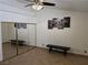 Bedroom featuring art, a ceiling fan and sliding closet doors at 853 Rusty Anchor Way, Henderson, NV 89002