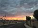 Residential street view with palm trees under a colorful sunset sky at 853 Rusty Anchor Way, Henderson, NV 89002