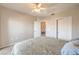 Bedroom features access to an ensuite bathroom and a spacious closet with a bright, neutral aesthetic at 8777 W Maule Ave # 3102, Las Vegas, NV 89148