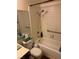 Bright bathroom with shower over tub, grab bars and tiled surround at , Las Vegas, NV 89102