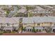 Aerial photo of a neighborhood showcasing uniform rooftops, garages, and lush landscaping at 10356 Addie De Mar Ln, Las Vegas, NV 89135