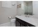 Modern powder room with a white marble countertop and a rectangular sink, paired with a chrome faucet at 10356 Addie De Mar Ln, Las Vegas, NV 89135