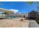 Backyard view featuring a storage shed, pool, patio, and a covered outdoor area at , Las Vegas, NV 89145