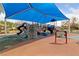 A colorful playground has climbing, sliding, and a communication board under a shade covering at 274 Pear Meadow St, Henderson, NV 89012