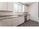 Modern kitchen with stainless steel appliances, white cabinets and elegant granite countertops at 2878 Chalk Mountain Ct, Las Vegas, NV 89142