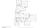 Detailed first-floor plan showing the bedrooms, living and dining rooms, kitchen and garage at 3010 La Mesa Dr, Henderson, NV 89014