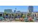 Rooftop sitting area overlooking the city with a view of the city skyline and cabanas at 353 E Bonneville Ave # 631, Las Vegas, NV 89101