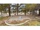 Serene backyard setting with mature trees, gravel ground cover, and comfortable seating at 3580 Unicorn Ave, Pahrump, NV 89048
