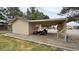 A well-maintained garage and carport offering practical space for vehicles and equipment storage at 3580 Unicorn Ave, Pahrump, NV 89048