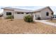 Exterior home view featuring rock landscaping, courtyard walls, and manicured bushes at 5570 N Nopah Vista Ave, Pahrump, NV 89060