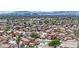 Residential aerial view, lush with trees and overlooking the city skyline at 5845 Killala Ct, Las Vegas, NV 89110
