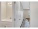 Powder room with sleek sink and modern fixtures at 609 Greenbriar Townhouse Way, Las Vegas, NV 89121