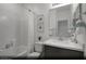 Clean bathroom featuring a shower-tub combo, sleek vanity, and modern fixtures at 890 Apatite Pl # Lot 68, Henderson, NV 89011