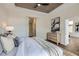 Bedroom showcasing a decorative ceiling, a comfortable bed, and modern decor at 916 Pro Players Dr, Las Vegas, NV 89134