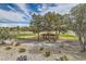 Beautiful view overlooking the golf course and a shaded shelter amidst the expansive green fairways at 916 Pro Players Dr, Las Vegas, NV 89134