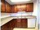 Functional kitchen featuring brown cabinets, granite counters, and a dishwasher at 4421 Alexis Dr # 429, Las Vegas, NV 89103