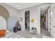 bedroom with colorful circular mural, closet and hallway entrance view at 10332 Stroma Ave, Las Vegas, NV 89166
