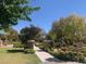 A stone archway over a pathway and green grass surrounded by trees and bushes in a park at 10657 San Vercelli Ct, Las Vegas, NV 89141