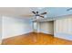 The spacious bedroom offers hardwood floors, plantation shutters, and neutral walls at 1532 Ascension Cir, North Las Vegas, NV 89031