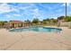 Community pool with ample seating and a shaded area, ideal for relaxation and social gatherings at 3350 Duece St, Las Vegas, NV 89121