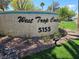 Community signage with updated landscaping at the West Trop Condos at 5155 W Tropicana Ave # 2089, Las Vegas, NV 89103