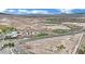 Expansive aerial view showing community amenities, green spaces and desert landscape, with mountain views at 6927 Adobe Villa Ave, Las Vegas, NV 89142